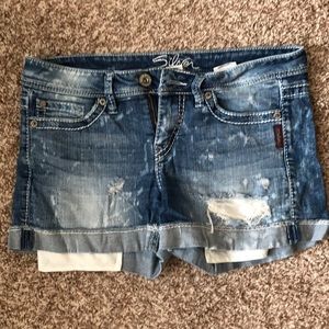 Silver jean shorts